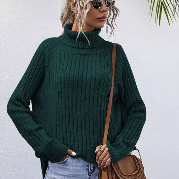 Rust brown Turtleneck Oversized loose fit sweater - Picture 8 of 15